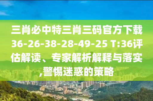 三肖必中特三肖三碼官方下載36-26-38-28-49-25 T:36評(píng)估解讀、專家解析解釋與落實(shí),警惕迷惑的策略